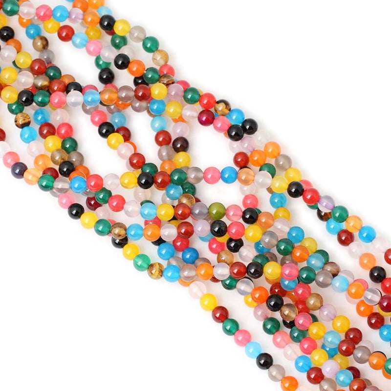 CHEAVIAN 60PCS 6mm Colorful Agate Gemstone Round Loose Beads for Jewelry Making 1 Strand 15" - Image 4